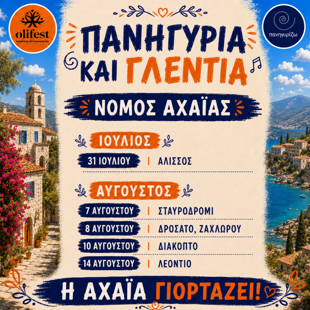 08/08/2026: Πανηγύρια και Γλέντια στον Νομό Αχαΐας