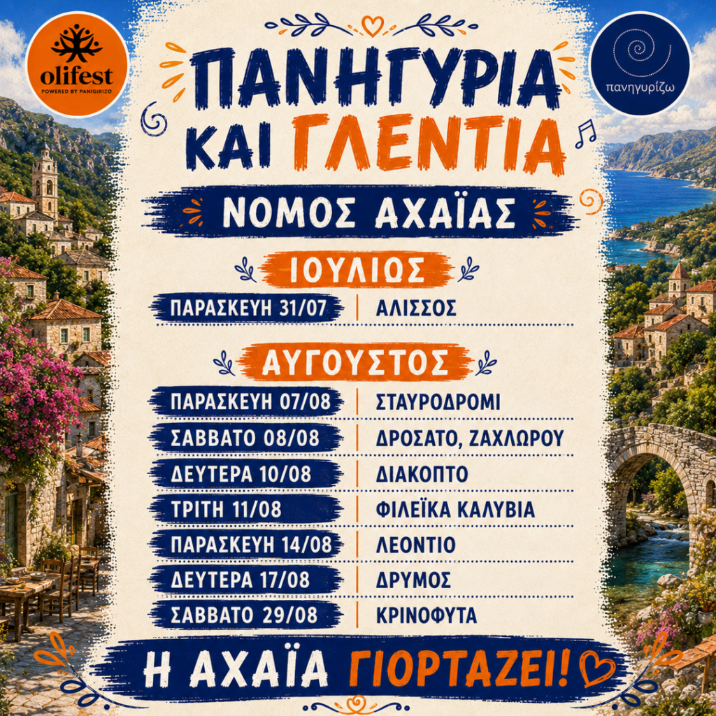29/08/2026: Festivals and Celebrations in Achaea Prefecture