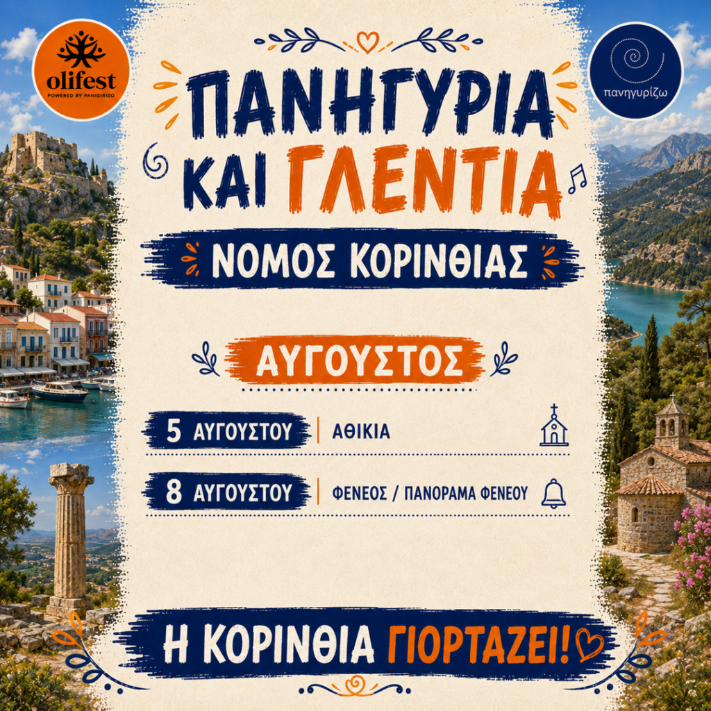 05/08/2026: Πανηγύρια και Γλέντια στον Νομό Κορινθίας