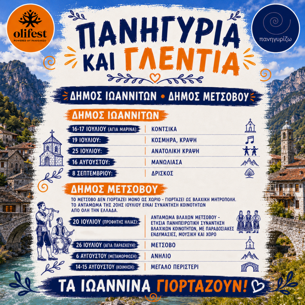 14/08: Πανηγύρια και Γλέντια στον Δήμο Μετσόβου